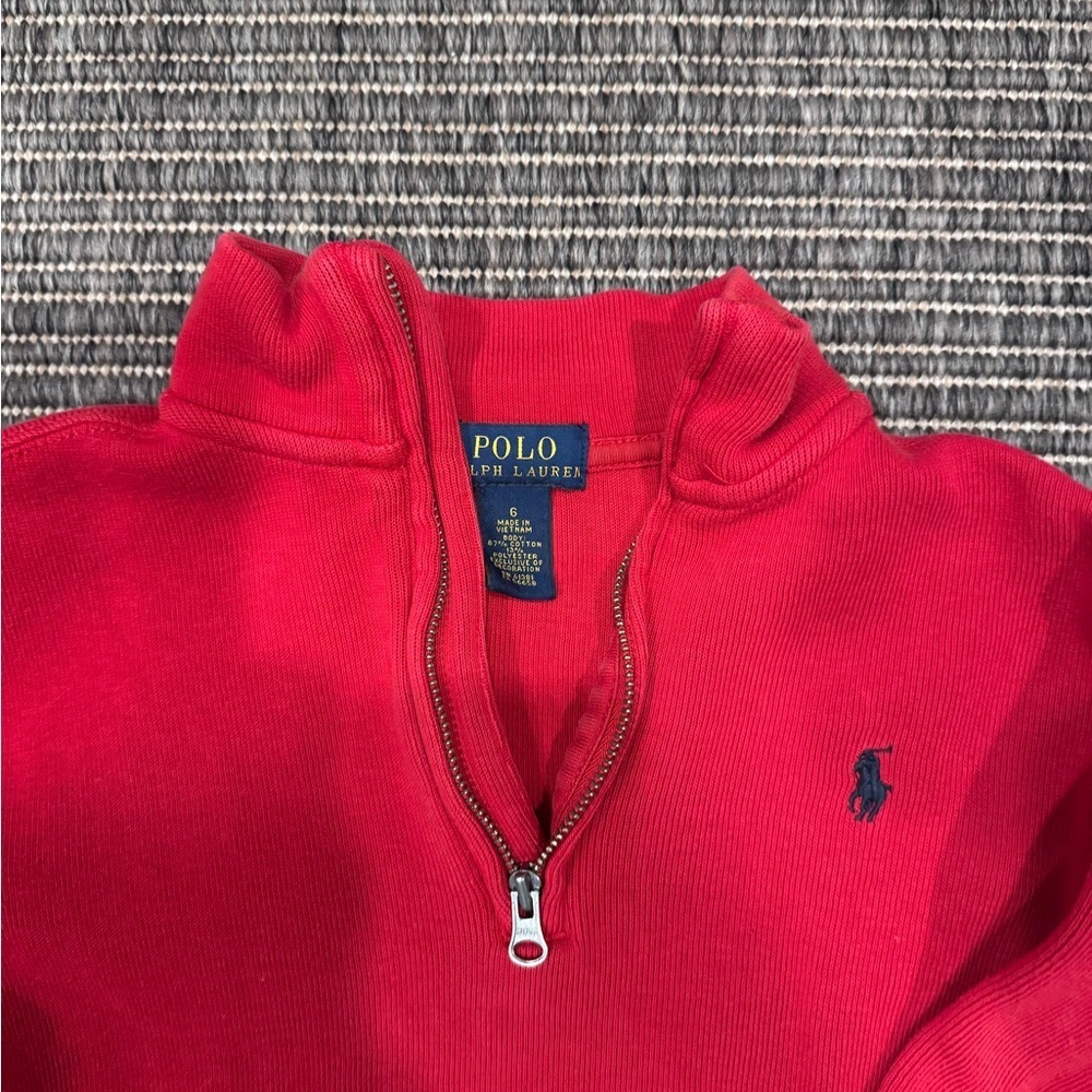 Polo by Ralph Lauren Kids' Red Half-Zip Sweater - Picture 2 of 3